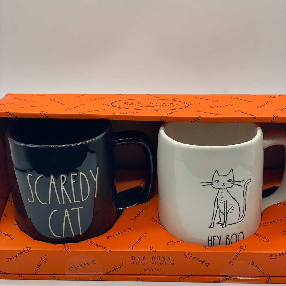 Rae Dunn Black and White Halloween Mug Set